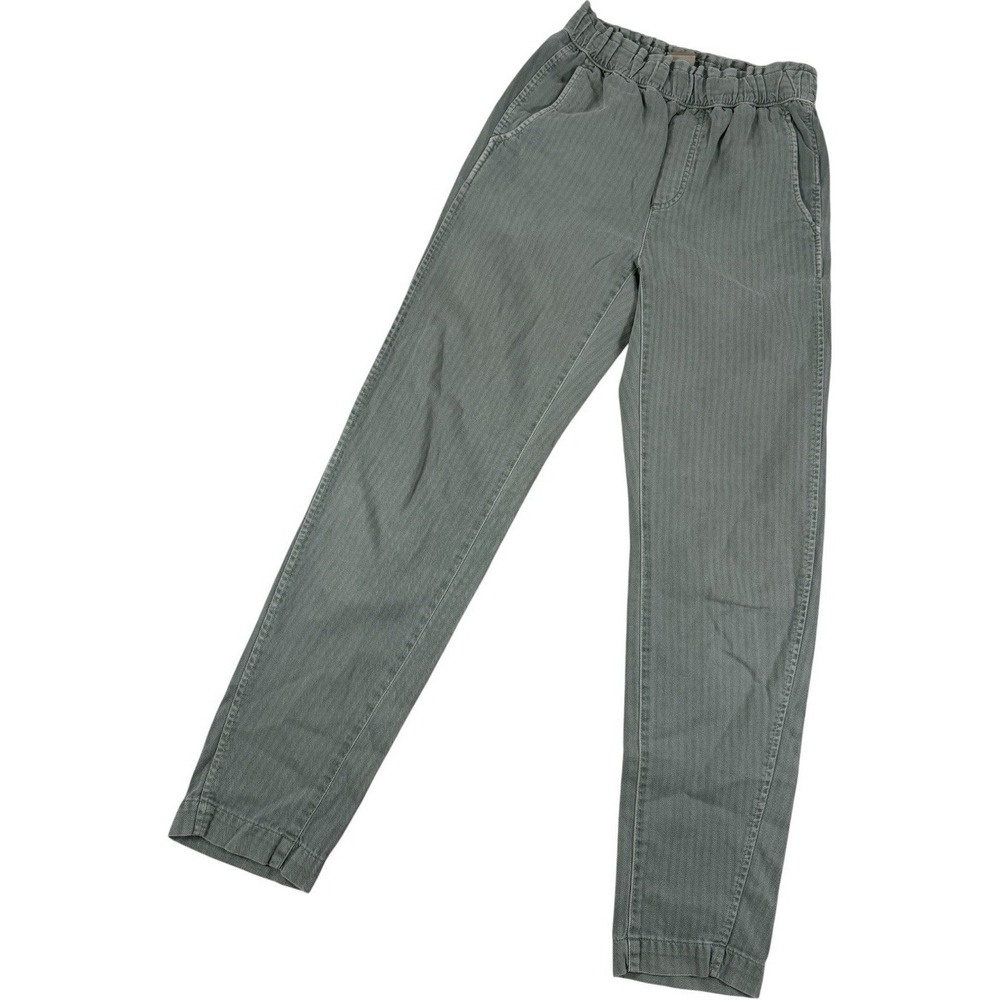 GAP Khakis Womens Herringbone Paperbag Elastic Waist Tapered Pants Size 00 Green